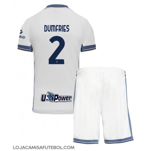 Camisa de Futebol Inter Milan Denzel Dumfries #2 Equipamento Secundário Infantil 2024-25 Manga Curta (+ Calças curtas)